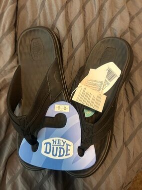 Hey Dude Black Men's Foam Flip Flops